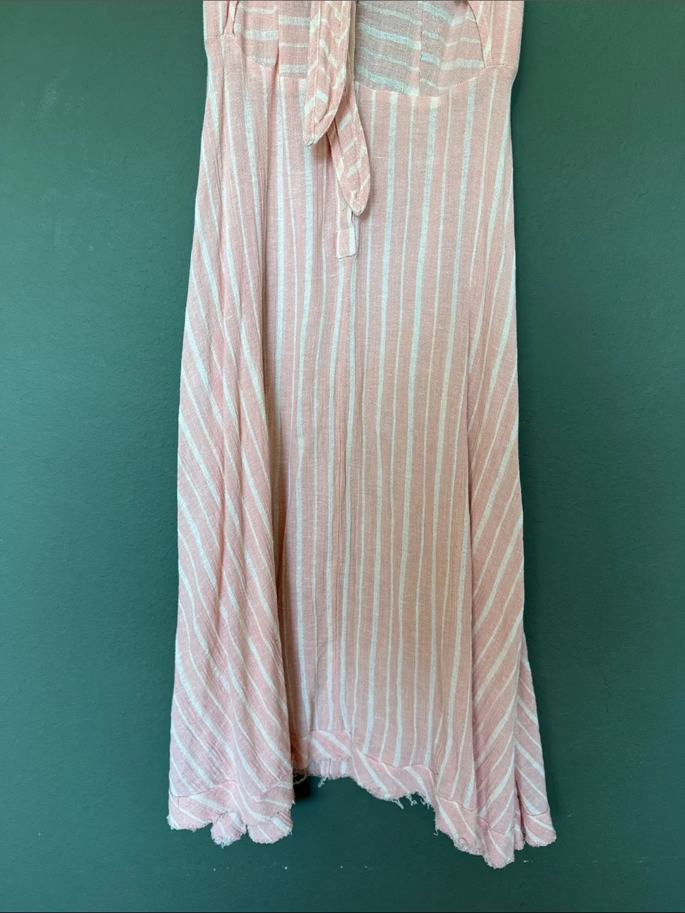 Free People Sleeveless Pink Striped Buttoned & Tie-Front Maxi Dress Size M